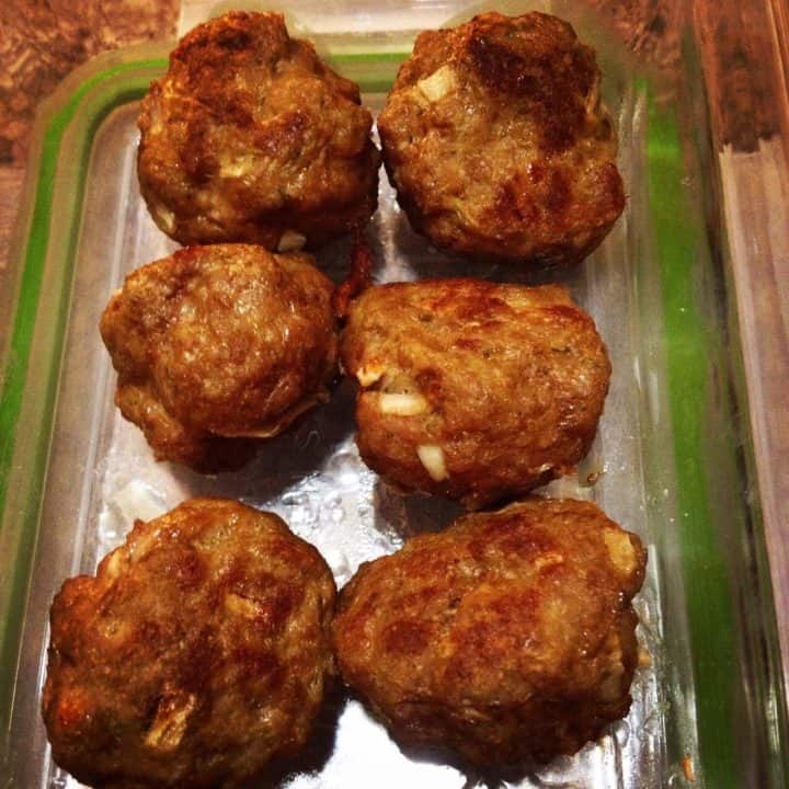 Homemade Meatballs in a clear container