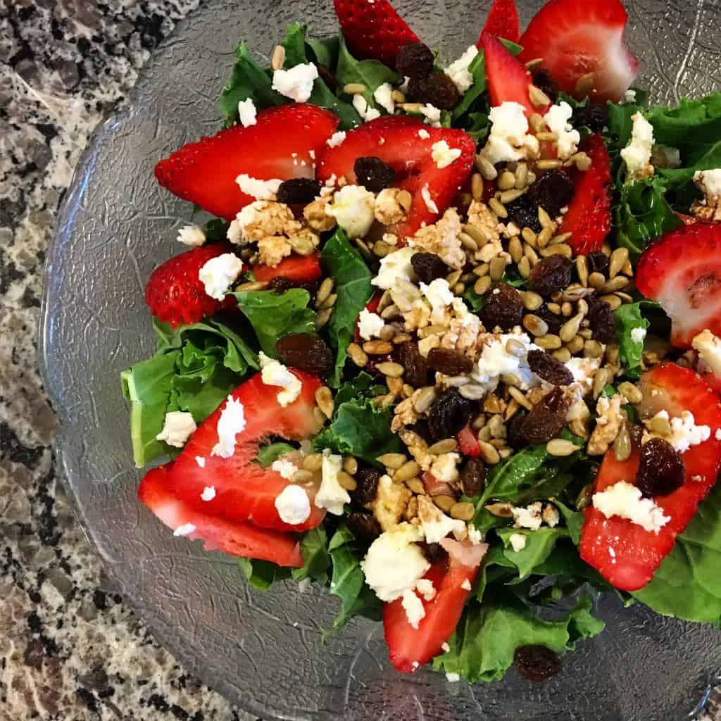 strawberry goat cheese kale salad