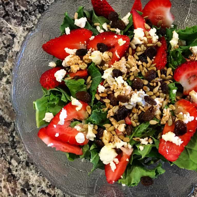 Berry Kale Salad with Honey Goat Cheese
