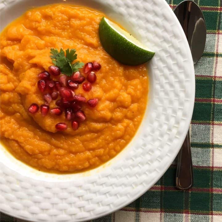 Recipe for pureed Carrot Soup with Ginger & Sweet Potato