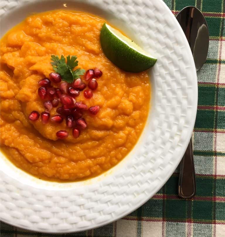 Carrot Soup with Ginger & Sweet Potato