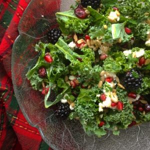 Pomegranate Goat Cheese Kale Salad