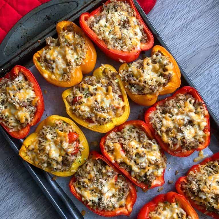Zucchini & Chorizo Stuffed Peppers