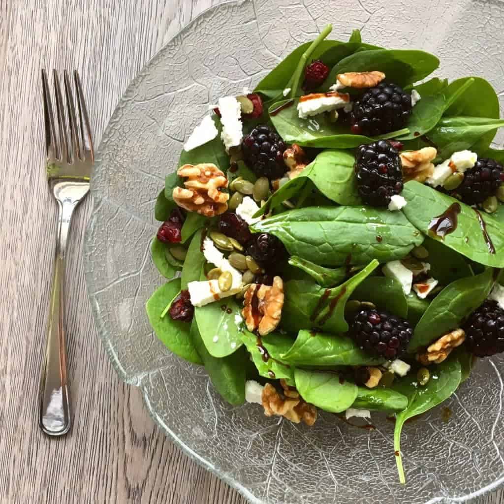 Spinach Salad with Walnuts & Feta
