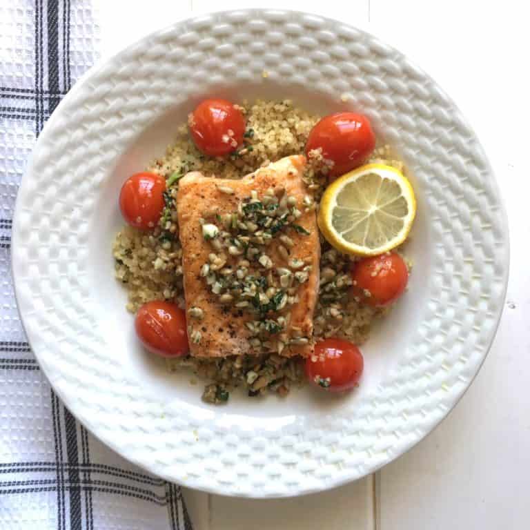 Herb and Garlic Salmon with Sunflower Seeds