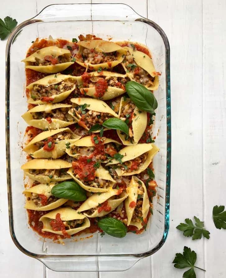 Stuffed Shells with Lentils - meal prep recipe 