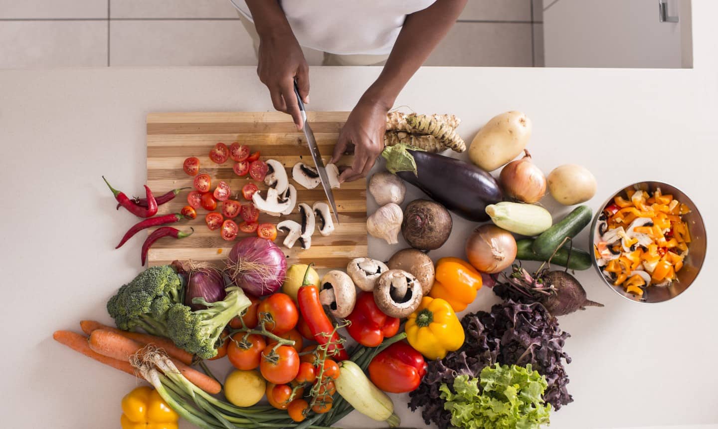 cutting vegetables 