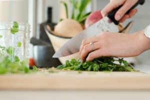 Healthy Entertaining Appetizers cutting green vegetables