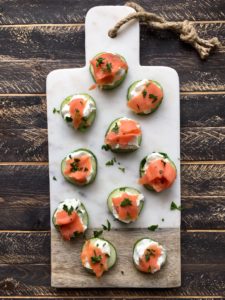 Cucumber salmon bites food Healthy Entertaining Appetizers