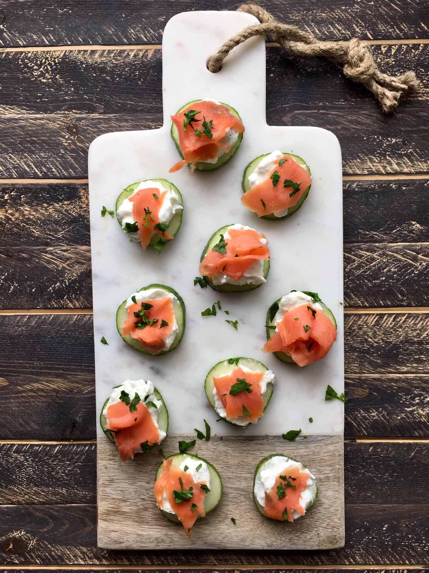 Cucumber salmon bites food Healthy Entertaining Appetizers