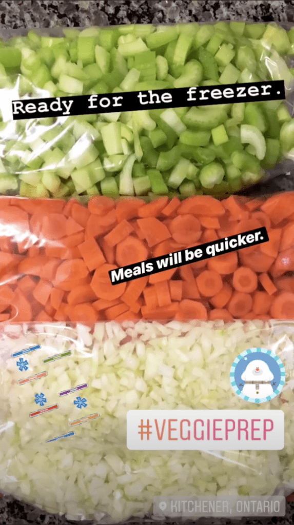 Meal prep vegetables freezer meal