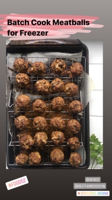 batch cook meatballs tip from DD ig