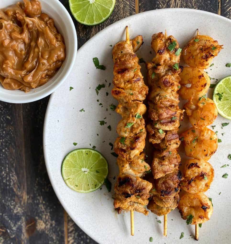 Red Thai Curry Chicken & Shrimp Skewers