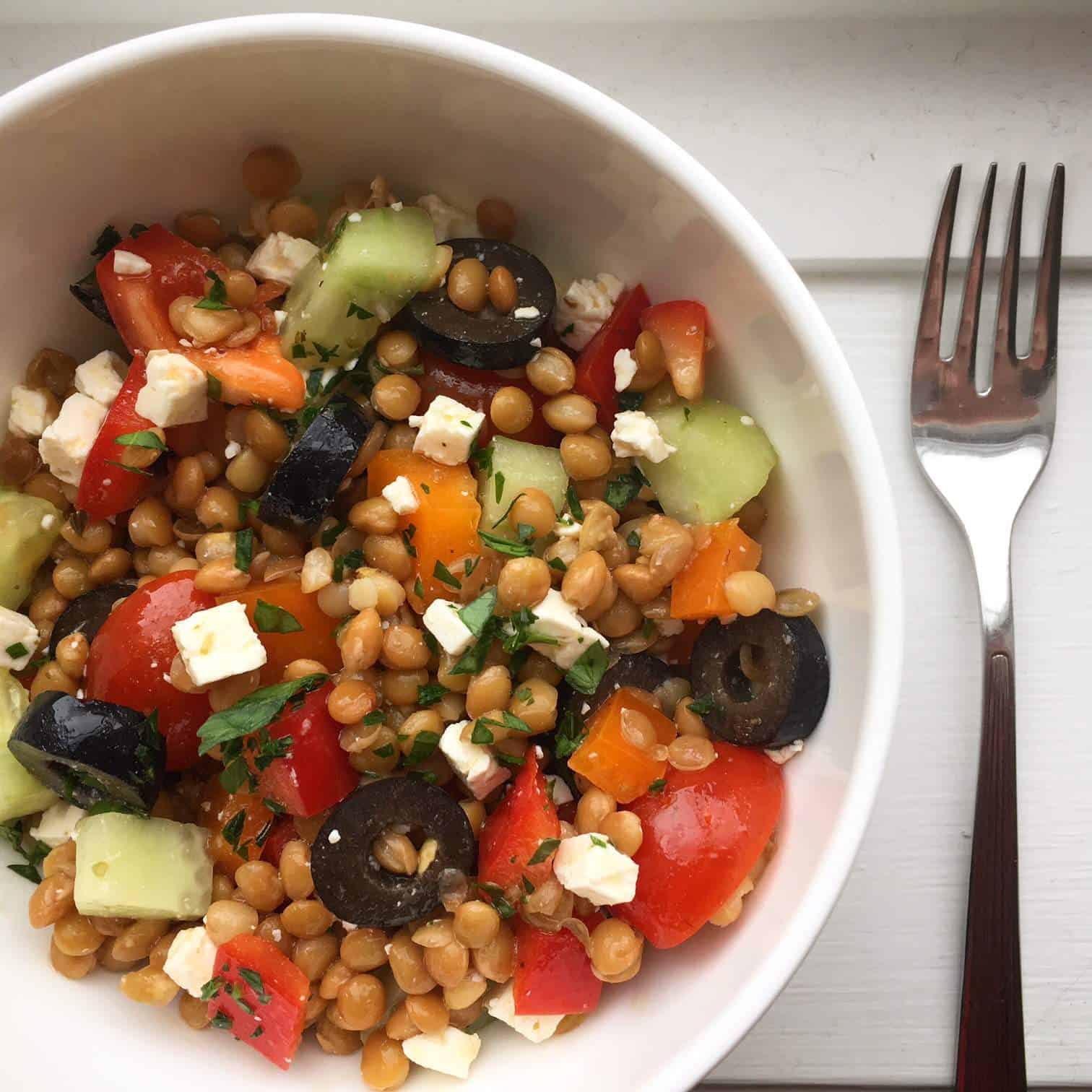 greek lentil salad; cheap and healthy meals