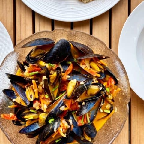 Coconut Red Curry Mussels