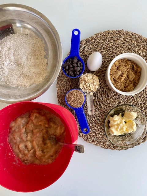 Banana Flax Oatmeal Muffins 