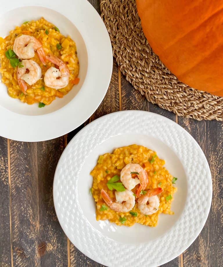 Pumpkin Mushroom Risotto with Shrimp