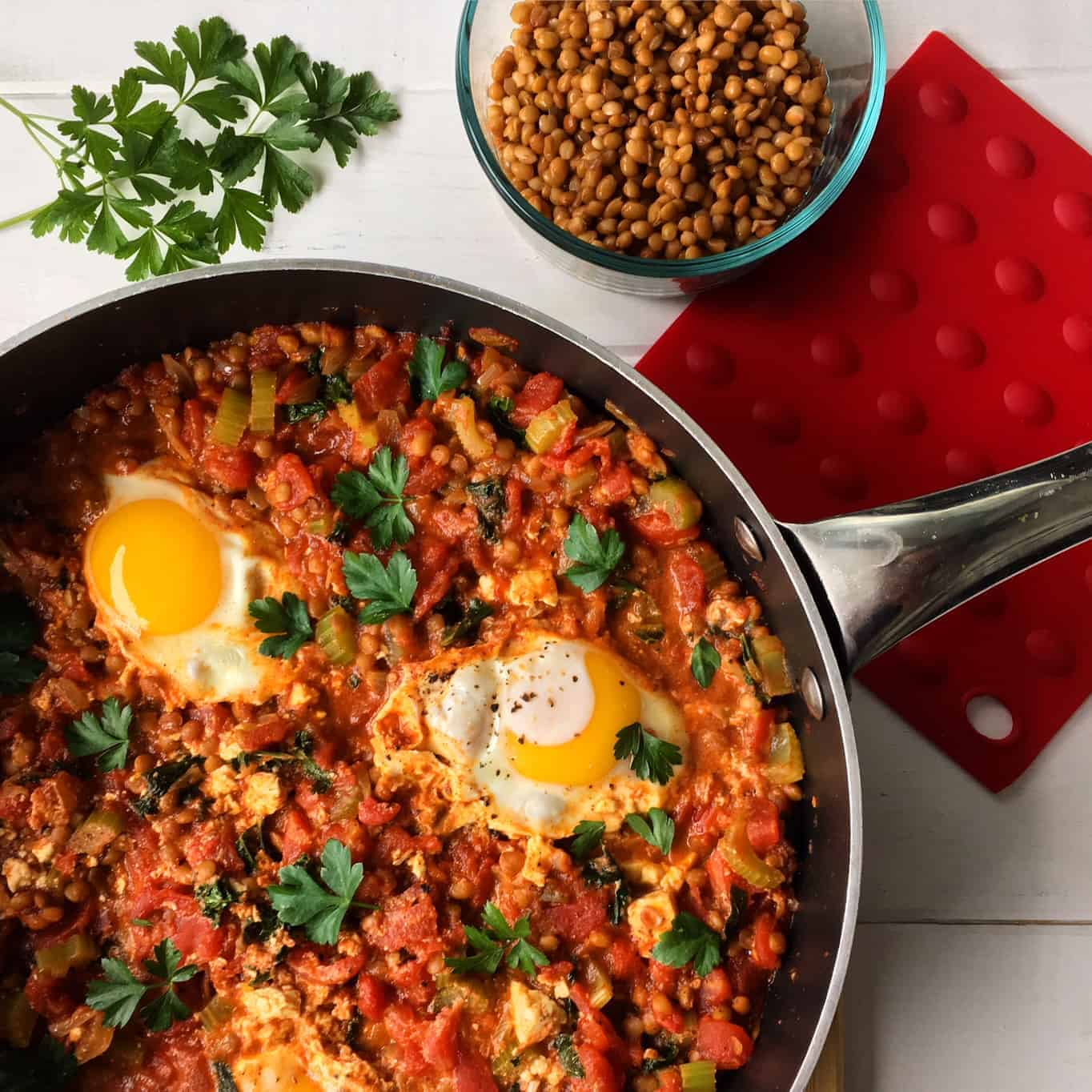 lentil and kale shakshouka