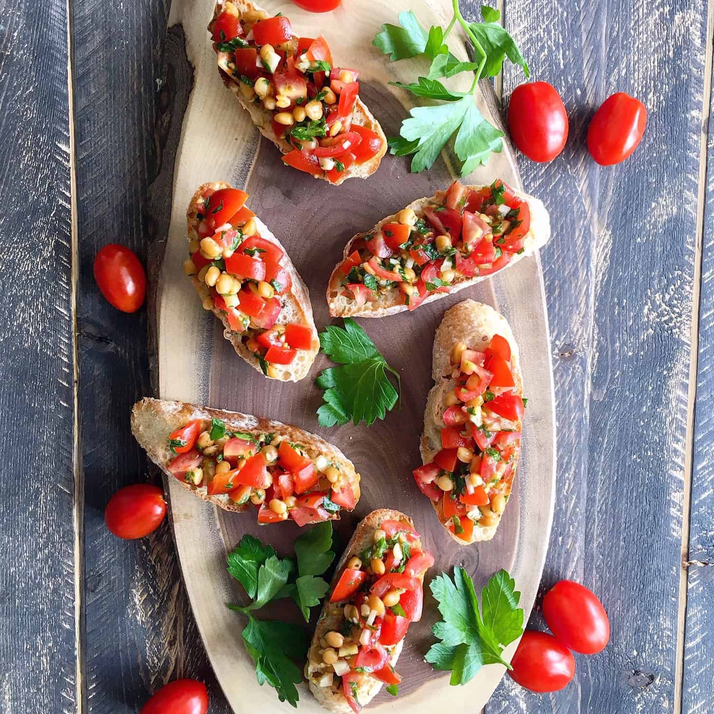 garlic lentil bruschetta