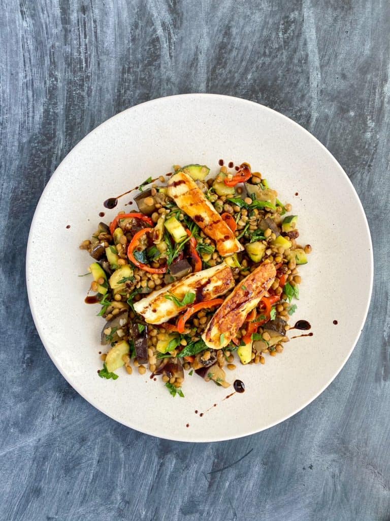Mediterranean Lentils with Halloumi