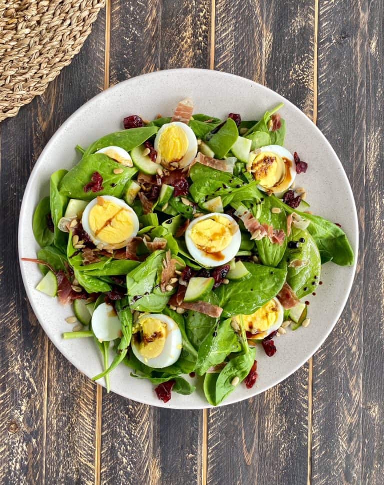 Egg, Craisin & Prosciutto Spinach Salad