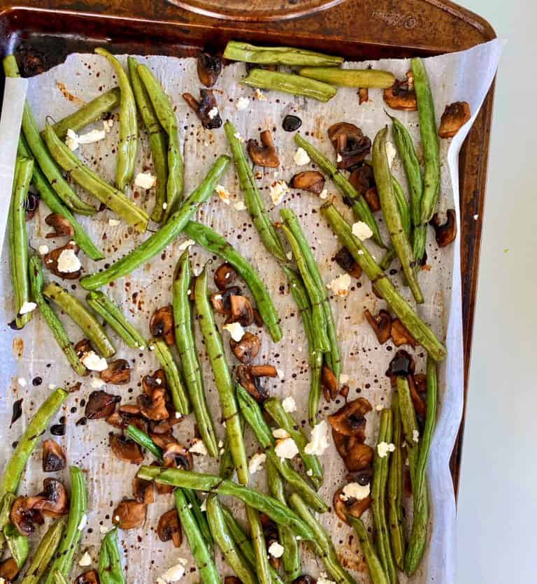 Roasted Green Beans with Mushrooms