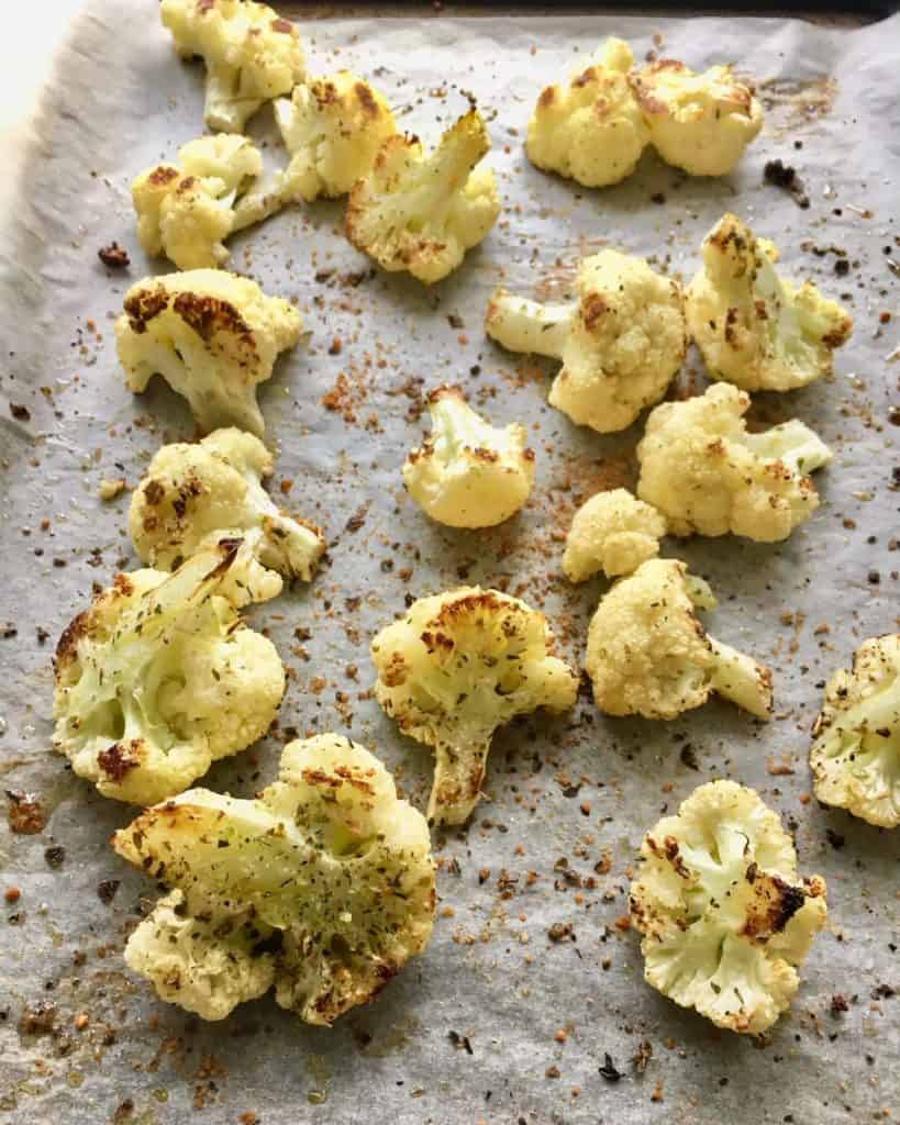 parmesan and oregano roasted cauliflower