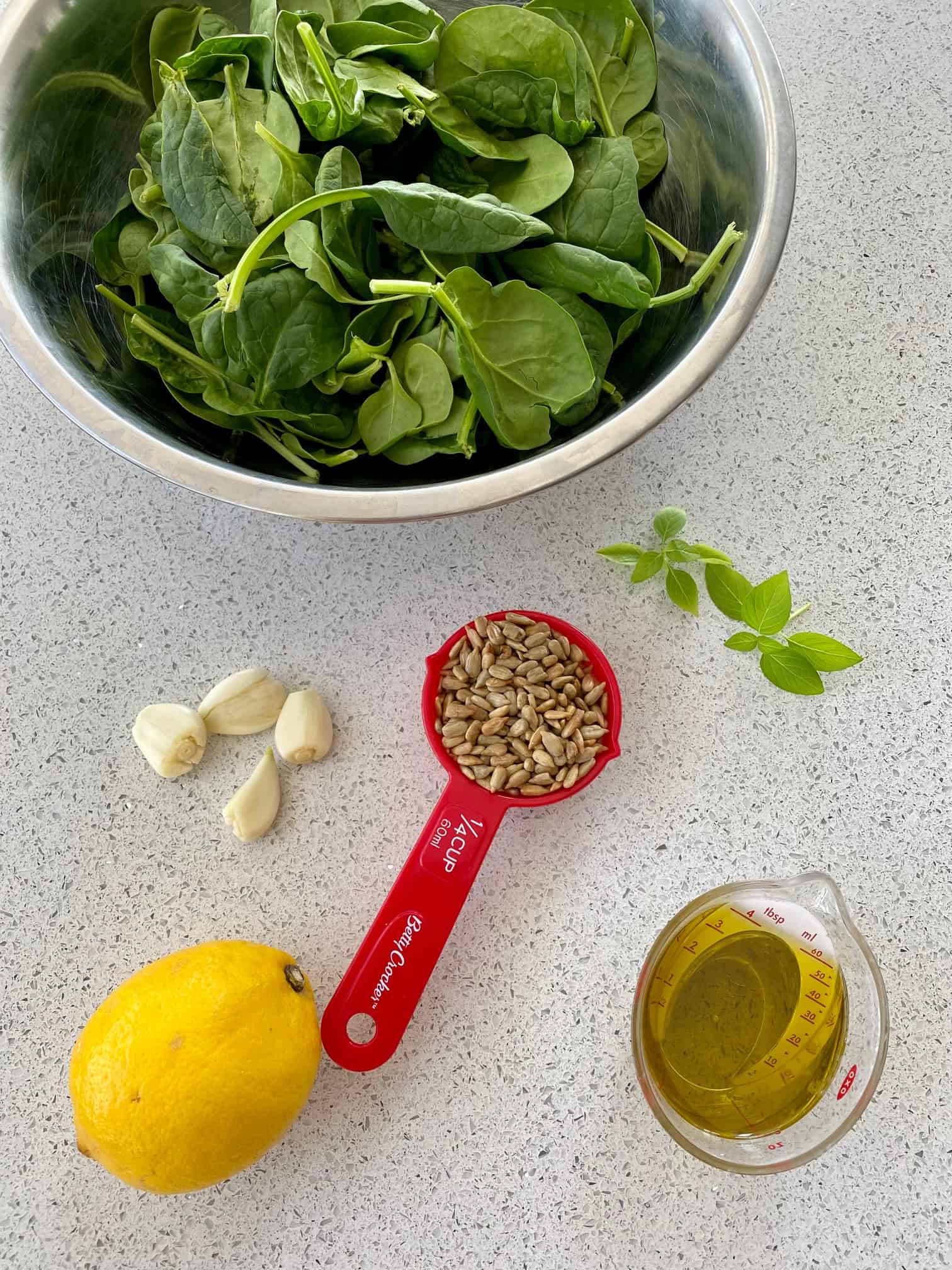 Spinach Pesto ingredients