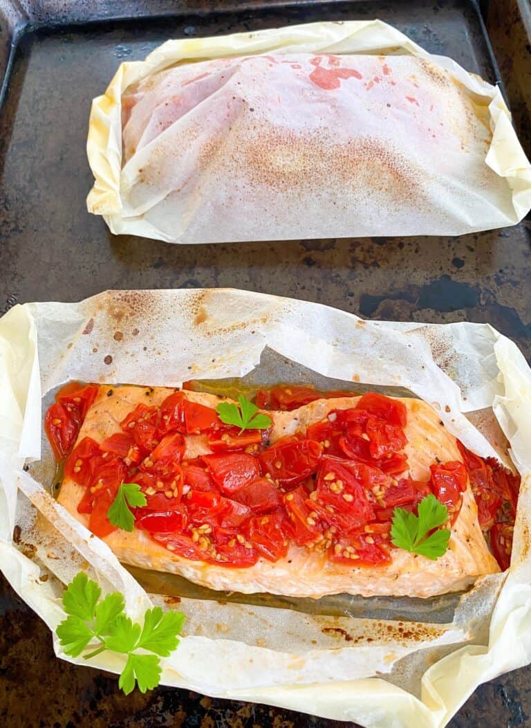 Bruschetta Salmon in Parchment Paper
