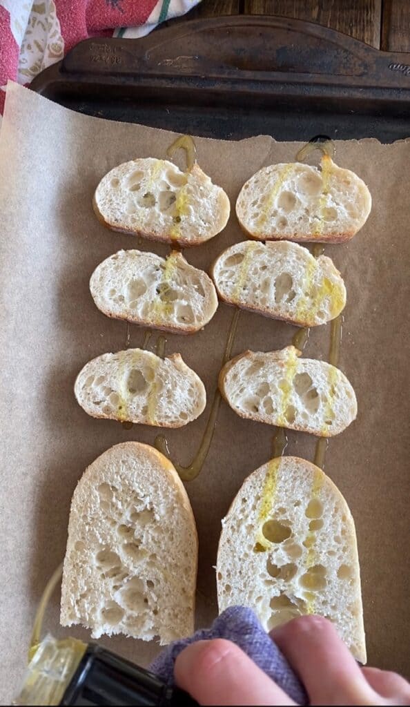 olive oil on baguette 