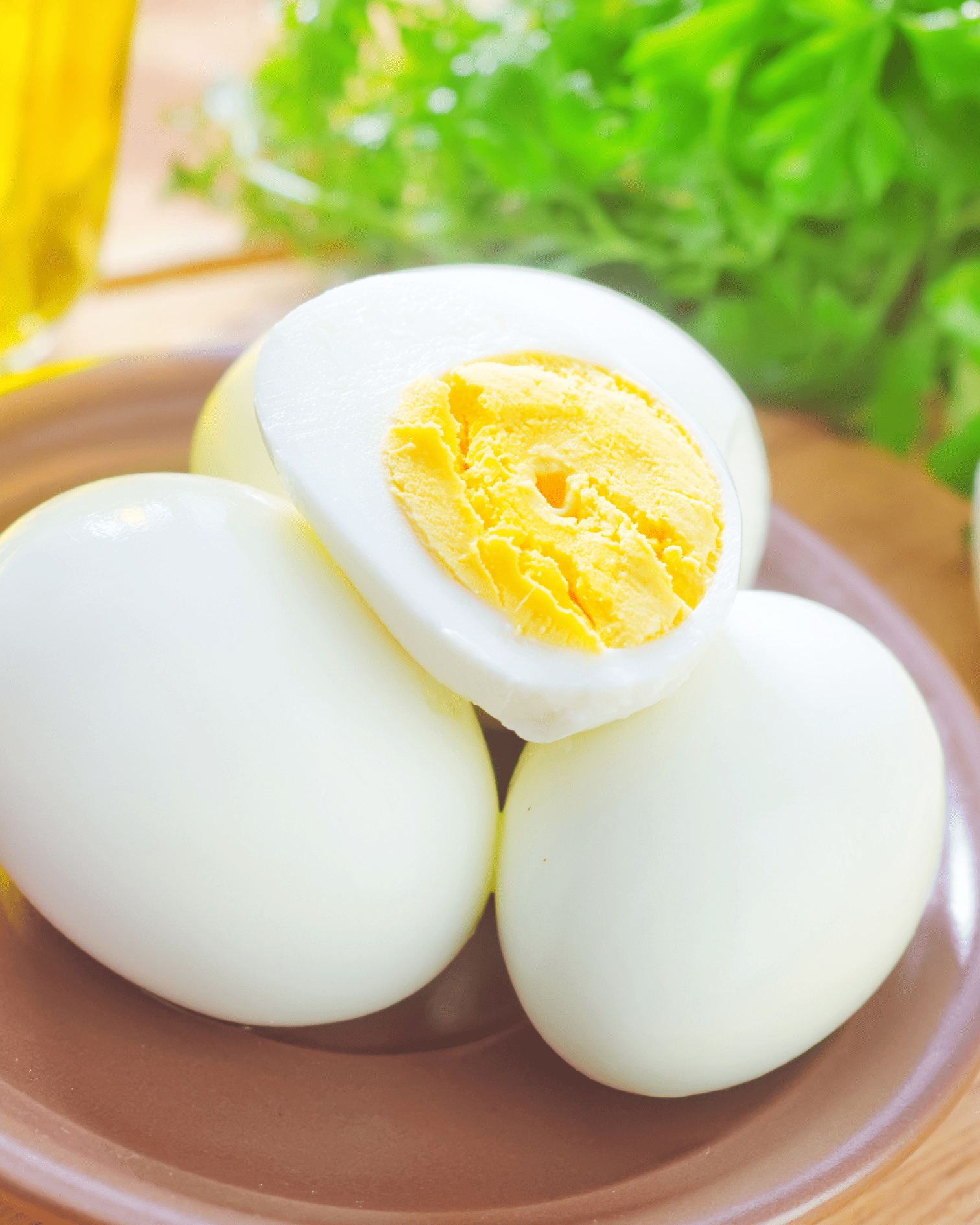 Hard cooked eggs for easy balanced lunch plate
