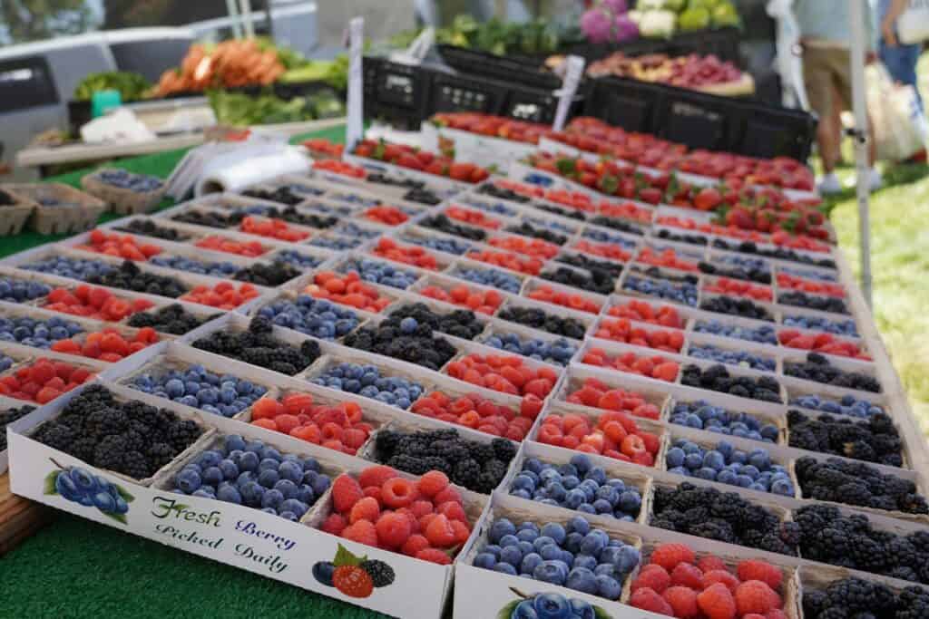 choosing summer berries - farmer's market