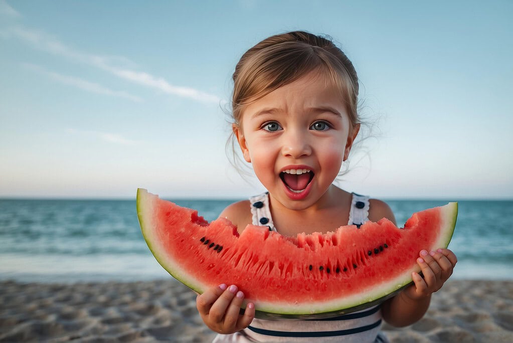 girl and watermelon